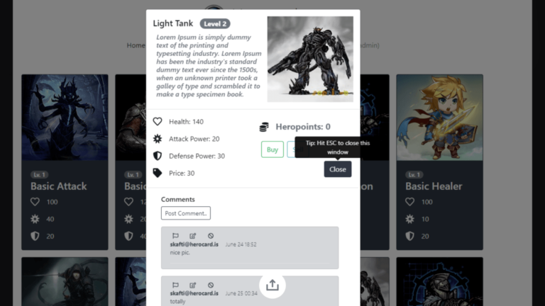 Herocard API with Angular UI